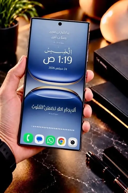 سيت أب إسلامي للشاشة الرئيسية باللون الأسود، مع آيات قرآنية وخط عربي والتاريخ الهجري 2: شاشة أندرويد رئيسية مصممة بويدجت وادي جيت