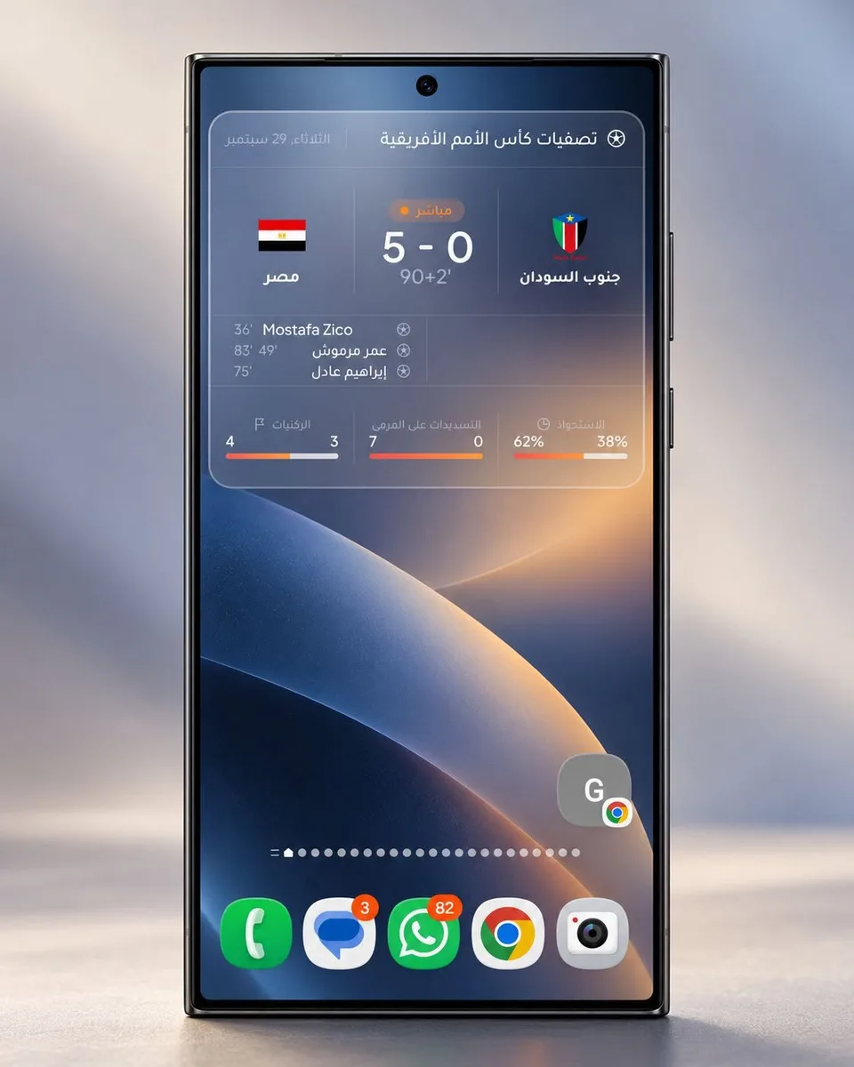 سيت أب كرة قدم للشاشة الرئيسية باللون الوردي، مع نتائج المباريات مباشرة والتاريخ الهجري وآيات قرآنية: شاشة أندرويد رئيسية مصممة بويدجت وادي جيت